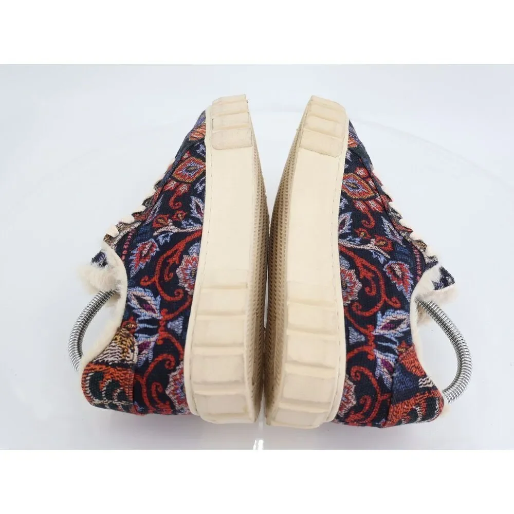 Farm Rio Ainika Floral Platform Sneaker Size 8.5 Blue Fabric Lace Up Shoes